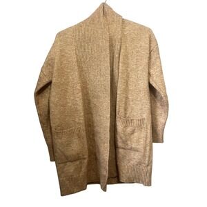 Time Tru Womens‎ Cardigan Medium Open Front Knit Sweater Pockets Beige size med